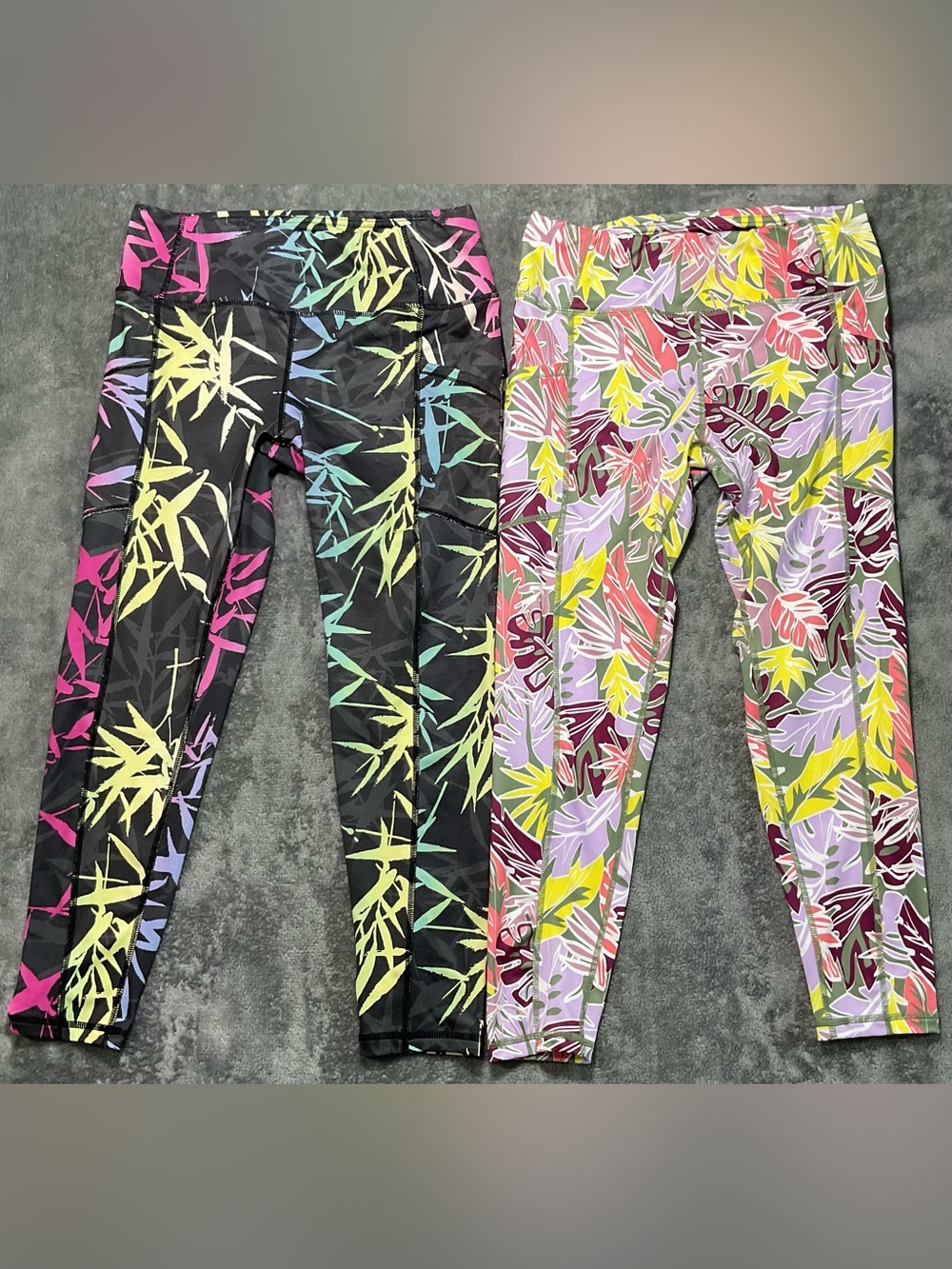 Pro Player Botanical Print Leggings - Black/Multi & Lavender/Multi Y2K